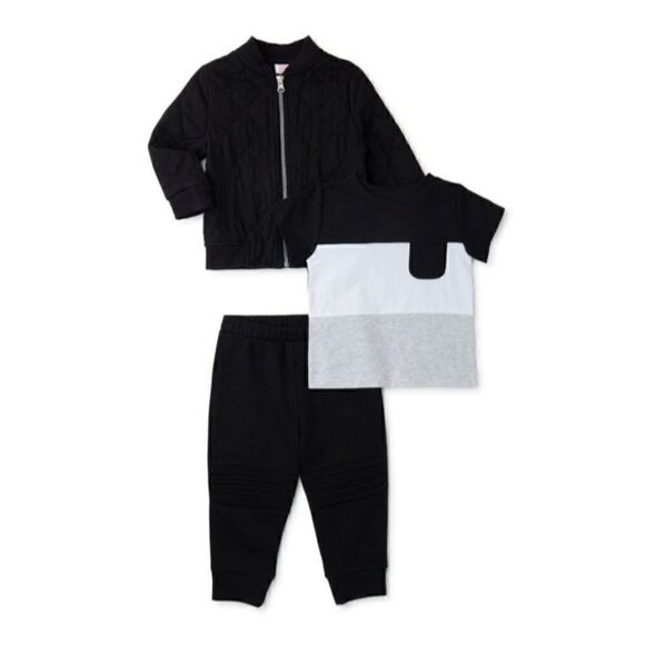 Nwt Boy's Quilted Bomber Jacket, Joggers and t-Shirt, 3pc set outfit - Picture 3 of 5